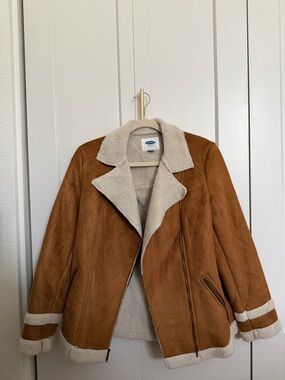 Old Navy Chestnut Teddy Jacket with Cream Sherpa